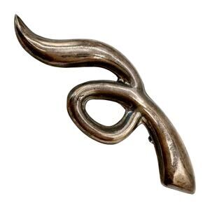 Taxco Sterling Silver Brooch Pendant Lrg Modernist Scroll Loop Marked TP-72 925
